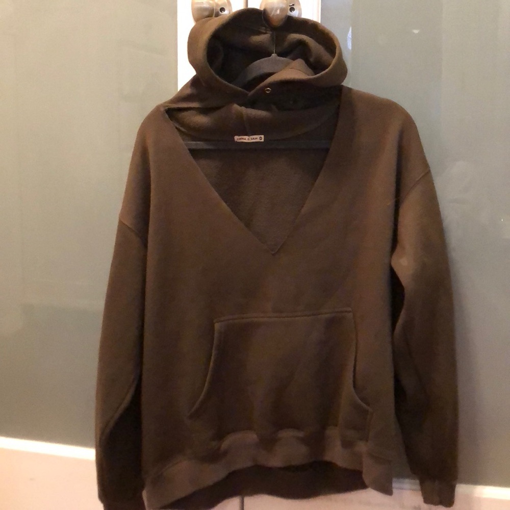 Olive green LF low cut cut out sweatshirt